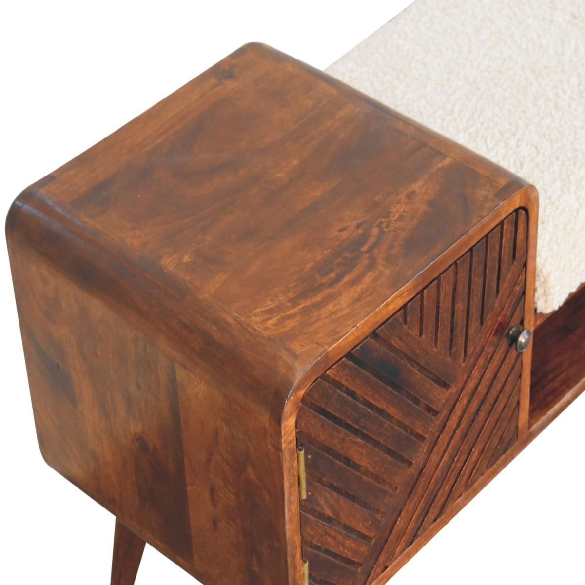 Artisan Furniture Solid Wood Boucle Carved Chestnut Telephone Table