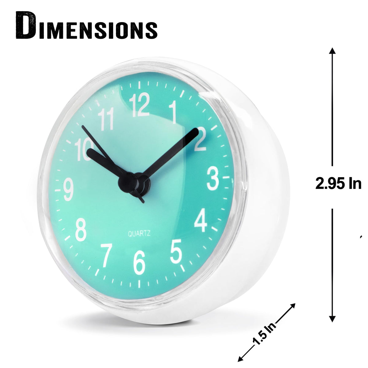 Betus Waterproof Bathroom Shower Clock with Large Suction Cup - Silent, Water Proof, Battery Operated Wall Clock for Toilet, Kitchen, Bedroom (Blue)