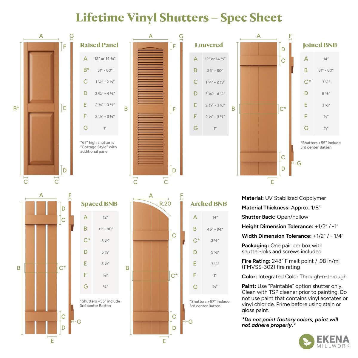 Ekena Millwork Lifetime Vinyl LJ4S14X05900BL Standard Four Board Joined, Board-n-Batten Vinyl Shutters, w/Installation Shutter-Lok's & Matching Screws (Per Pair), 14"W x 59"H, Black