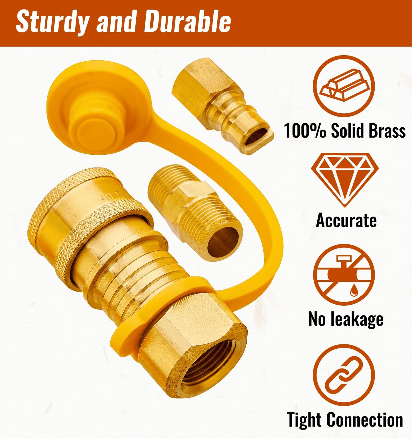 CALPOSE 3/8 Inch Natural Gas Quick Connect Fittings, 100% Solid Brass LP Gas Propane Hose Quick Disconnect Kit