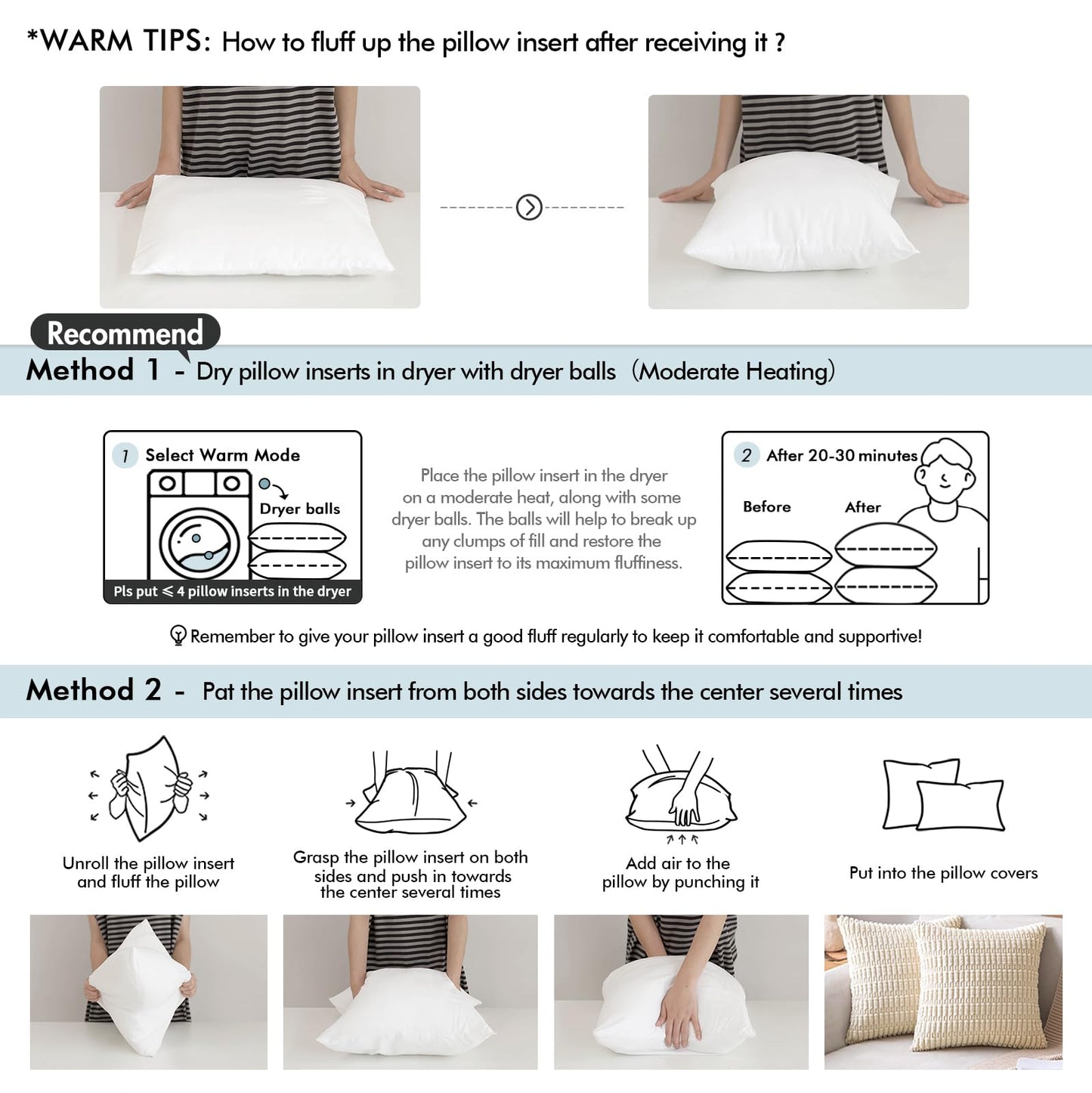 MIULEE Pack of 2 12x20 Outdoor Pillow Inserts, Outdoor Throw Pillows Water-Resistant Decorative Premium Lumbar Pillow Stuffer Sham for Porch Swing Couch Sofa Cushion Patio Furniture