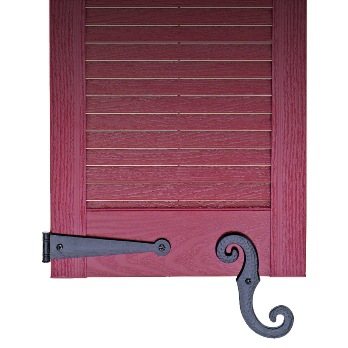Decorative Hinges & S-Holdback Hooks for Exterior Shutters, Black Set