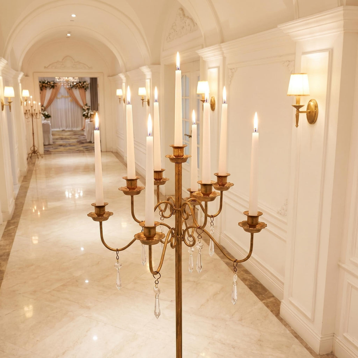 BSTWISH 9-Arm Floor Candelabra, Adjustable Bronze Candle Holder