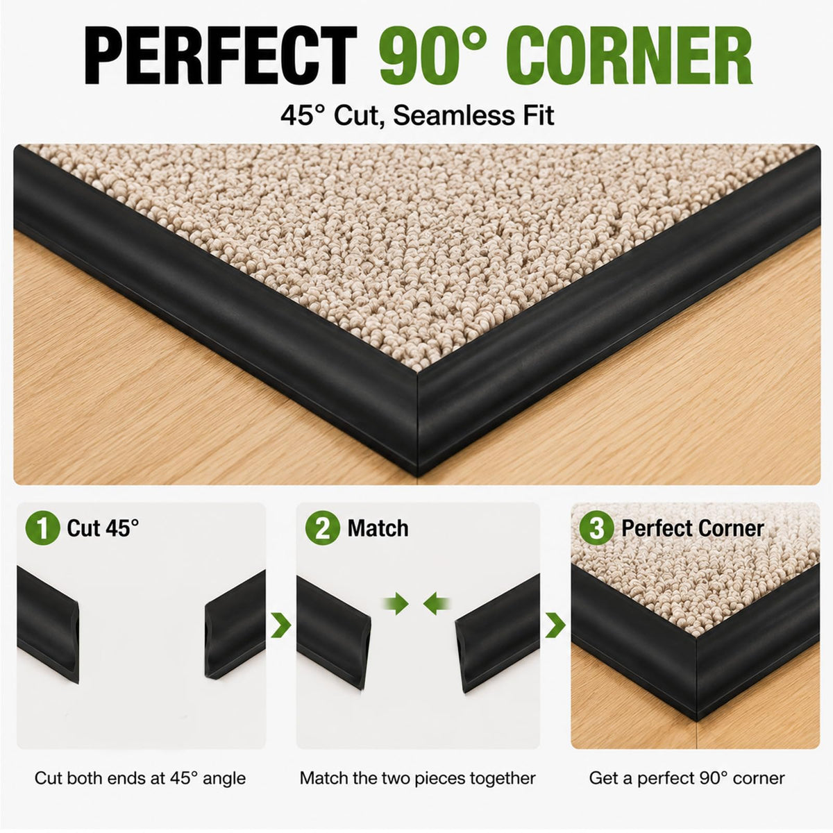20FT Carpet Edge Binding Trim, Black Self-Adhesive Rug Edge Protector