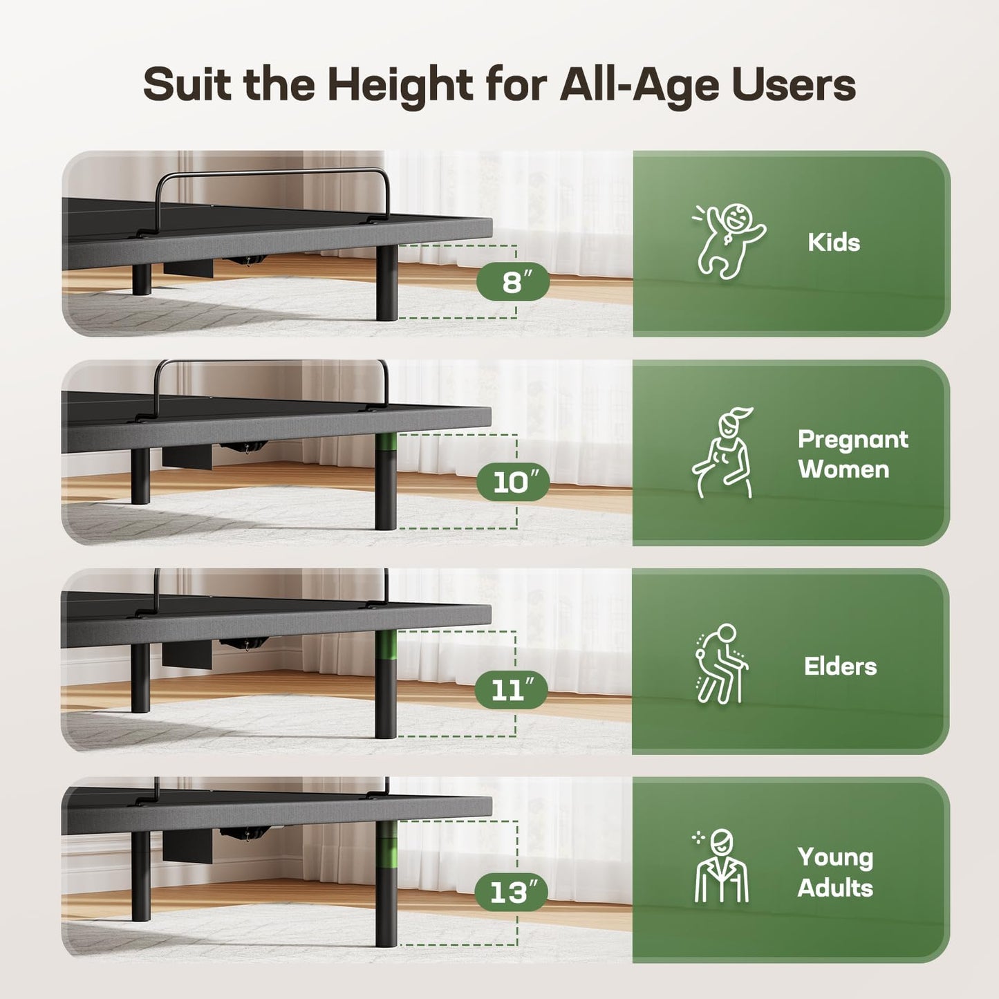 Marsail MS01-1 Full Adjustable Bed Frame with Massage + 10-inch Gel Memory Foam Mattress, Adjustable Bed Base with Under-Bed Nightlight, Wireless Control Massage Adjustable Bed, Full