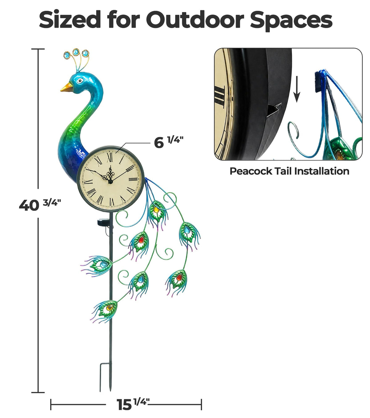 Twirleternity Outdoor Clock with Garden Stake and Illuminated Dial