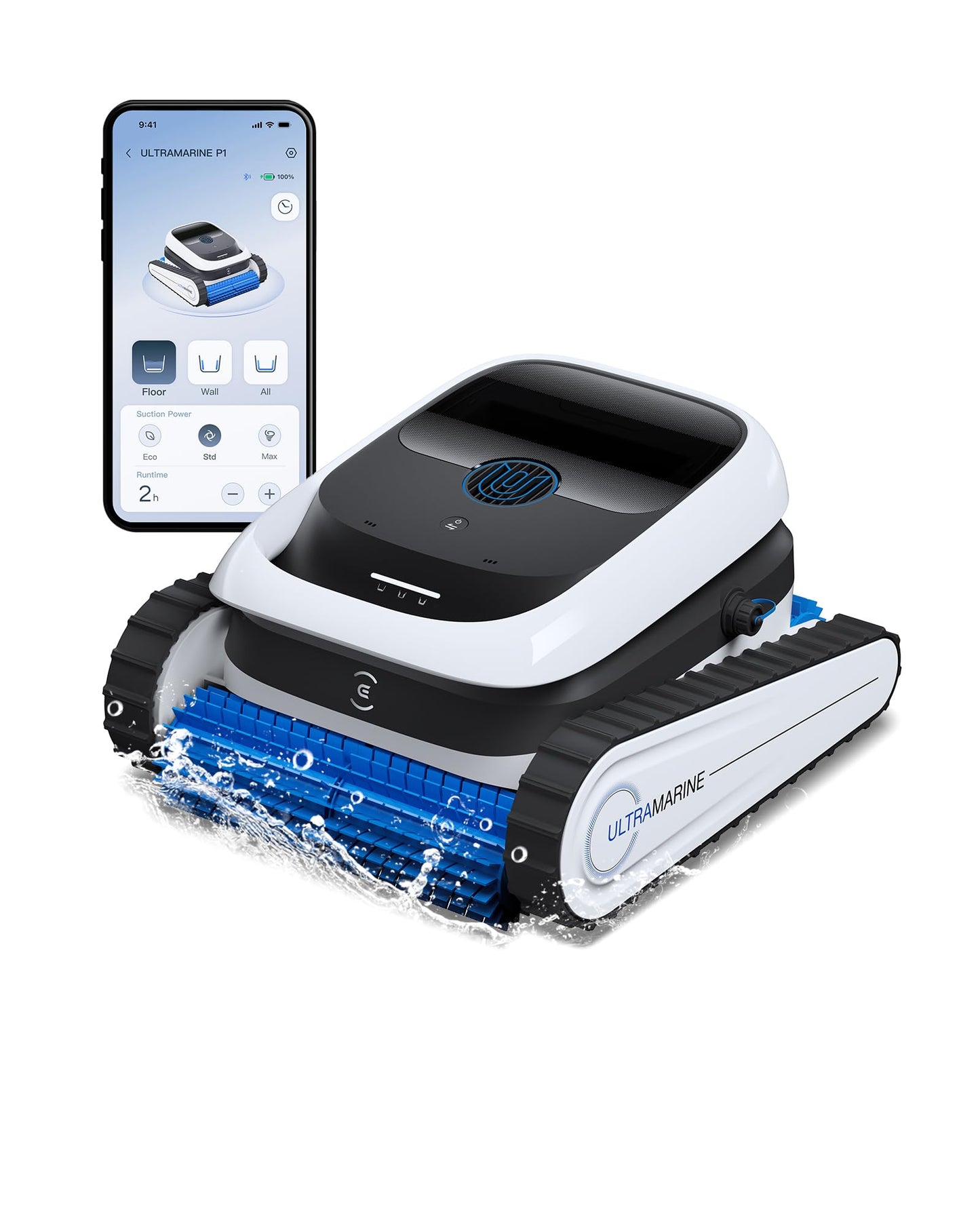 ECOVACS Ultramarine P1 Cordless Robotic Pool Vacuum for Inground & Above Ground Pools, 180 Min Runtime, Smart Navigation, App Control Pool Vacuum for Floor, Wall & Slope, Cleaning Up to 1937 sq ft