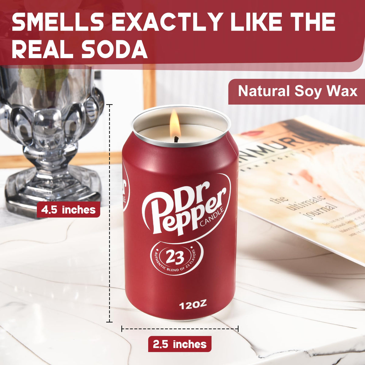 Doctor Pepper Candle - Smells Like the Real Soda - Soy Funny Candles Gift