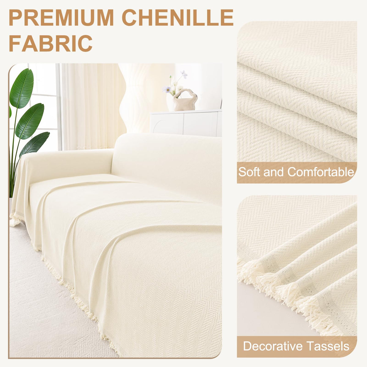 Smiry Couch Cover for Dogs, Chenille Sofa Covers for 3 Cushion Couch