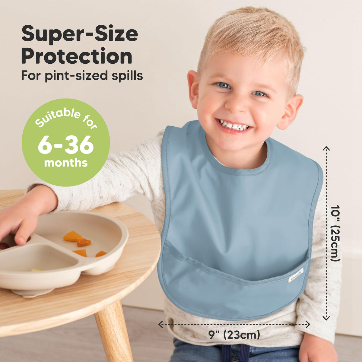 KeaBabies 3-Pack Waterproof Baby Bibs for Eating, Lightweight, Ocean