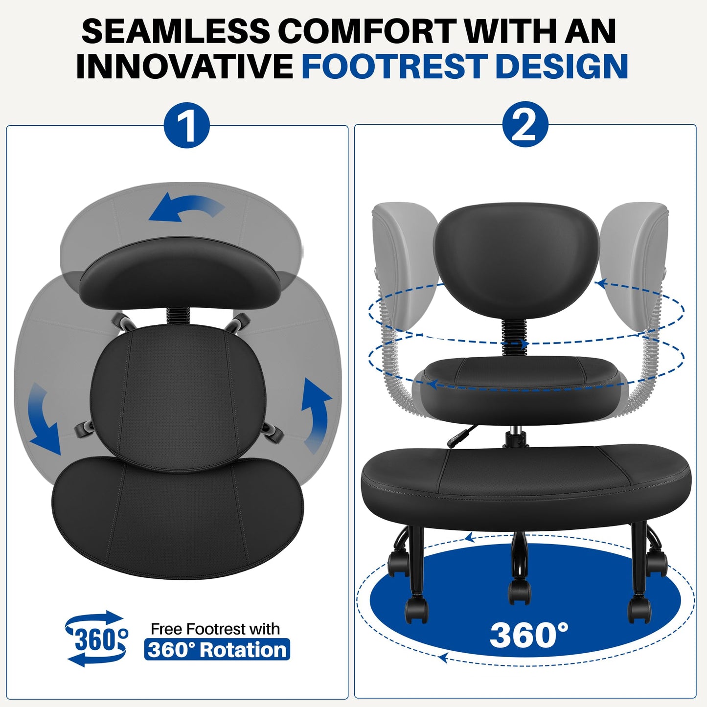 BestEra Cross Legged Office Chair with Wheels, Ergonomic Kneeling Chair with Lumbar Support and Adjustable Height for Meditation, ADHD Desk & Yoga