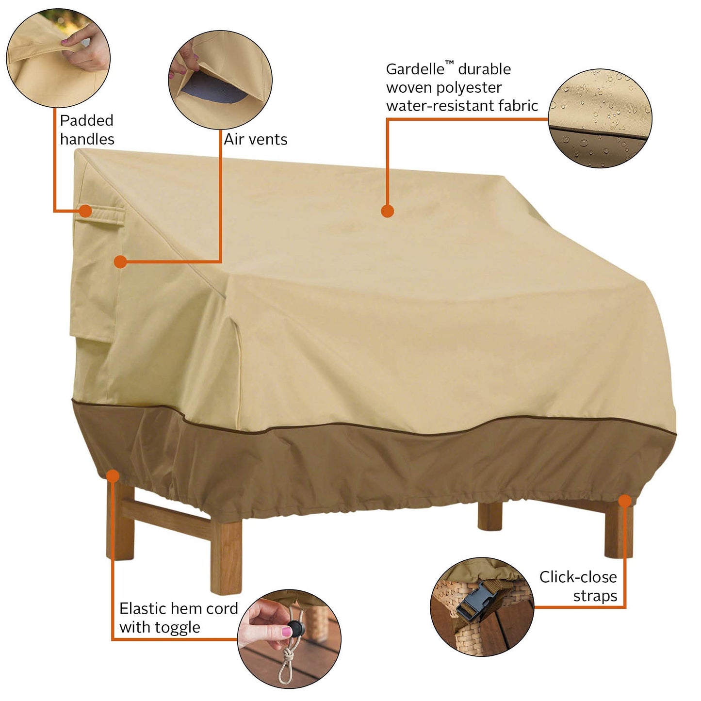Classic Accessories Veranda Water-Resistant 58 Inch Deep Seated Patio Sofa/Loveseat Cover, Patio Furniture Covers