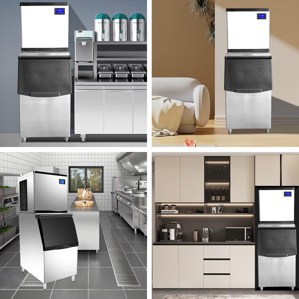 CMICE Commercial Ice Maker Machine 2000 Lbs/24H, 1003 Lbs Storage Bin, Air Cooled Industrial Ice Machine, 760 Ice Cubes Ready in 8-15 Mins, Stainless Steel Ice Maker for Restaurant, Bar, Cafe, Hotel