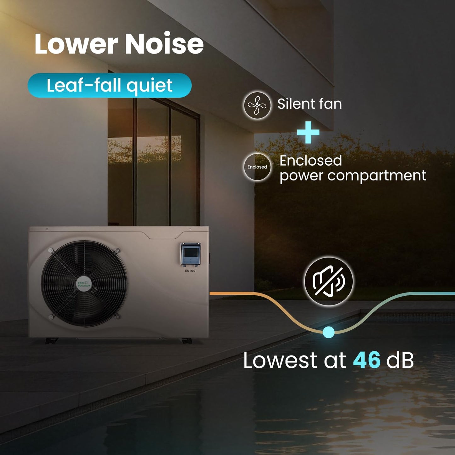 ECOPOOLTECH Ultra Inverter Swimming Pool Heat Pump | Pool Heater for Above Ground and Inground Pool (up to 10000 Gal) | Heating and Cooling| Smart WiFi Control| Automatic Defrost