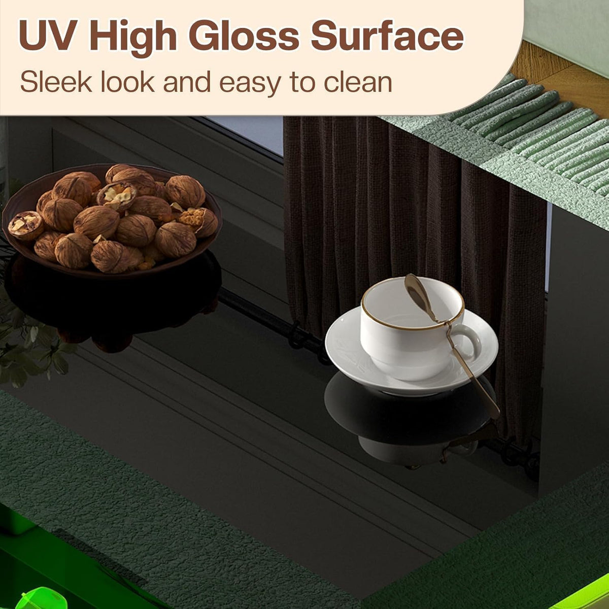 LUXOAK 3-Piece Modern Coffee Table Set with LED Lights