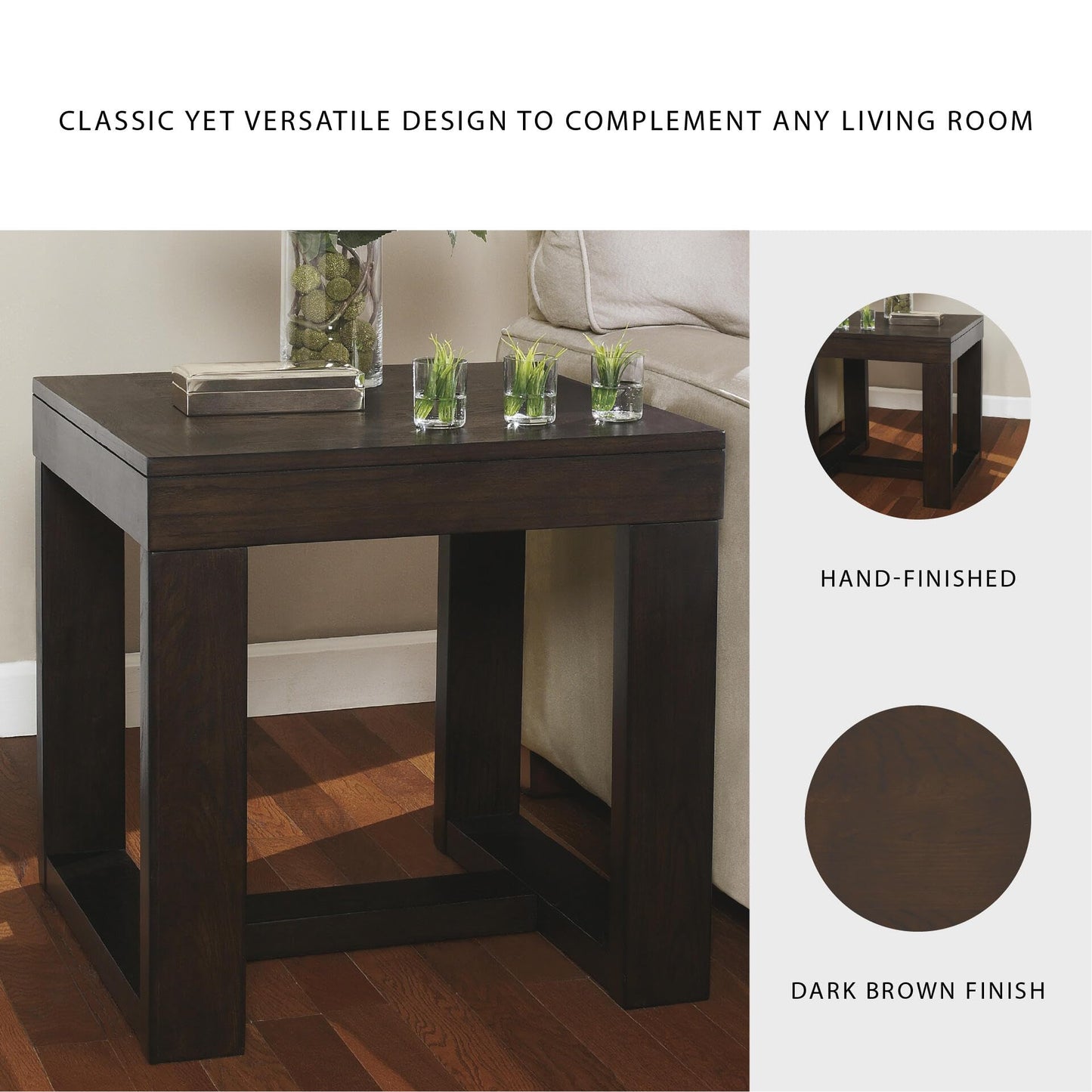 Signature Design by Ashley Watson Classic Oversized Square End Table, Dark Brown