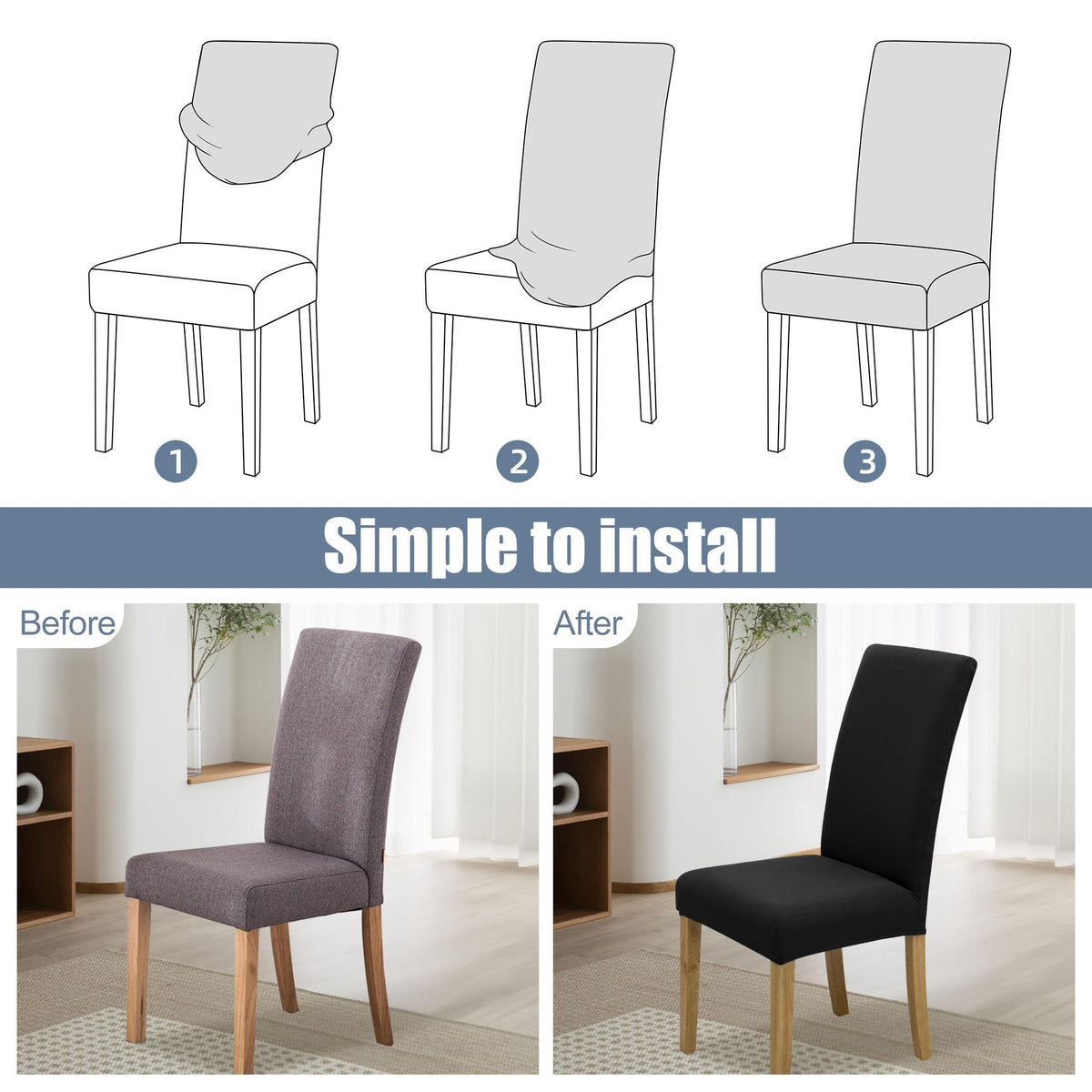 Dining Chair Covers, Stretch Seat Covers, Washable Furniture Protector