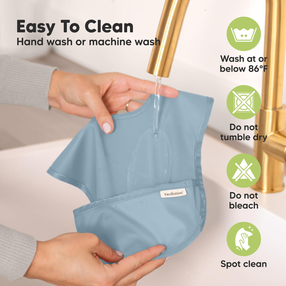 KeaBabies 3-Pack Waterproof Baby Bibs for Eating, Lightweight, Ocean