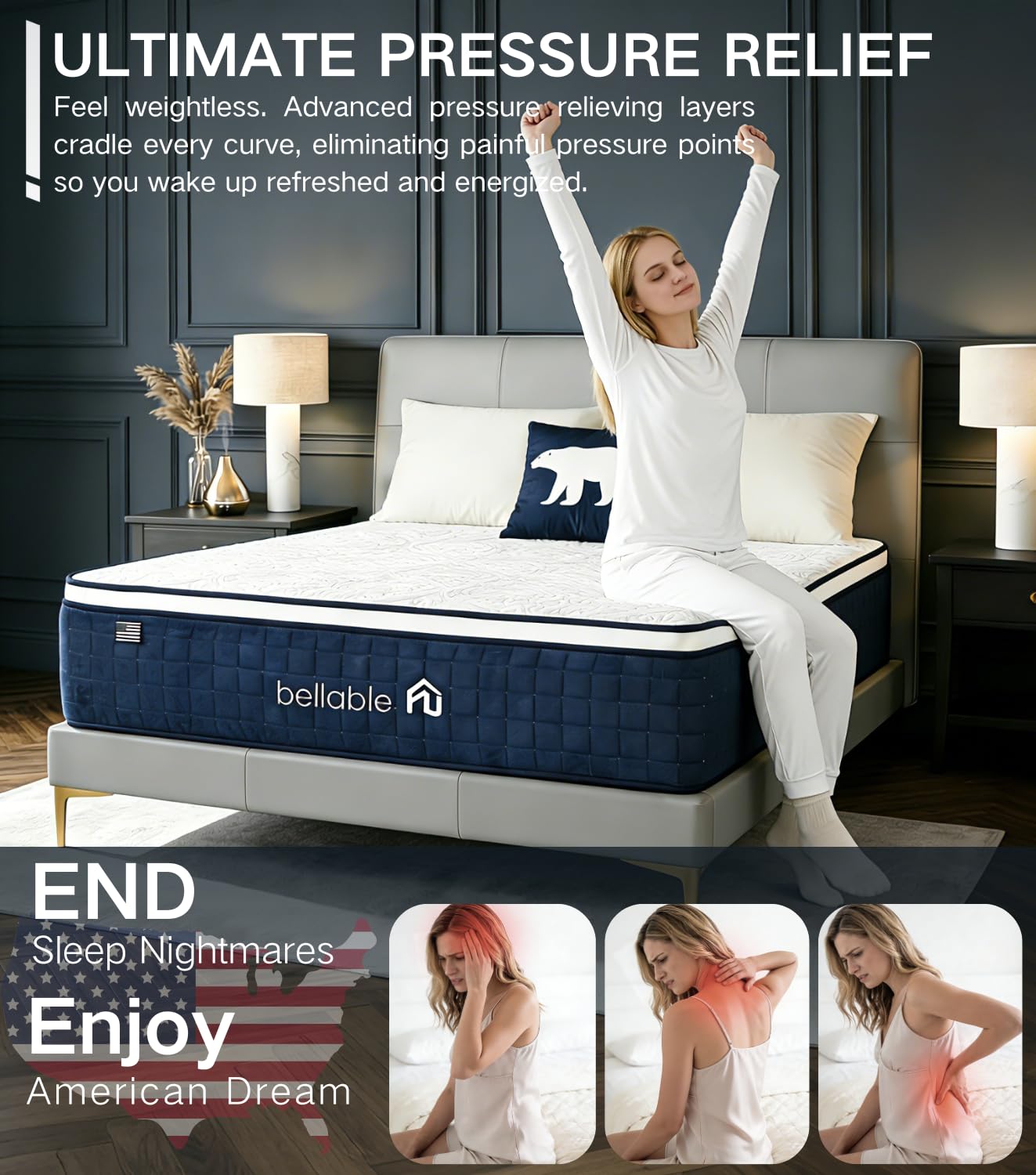 Full XL Mattress, 14 Inch Fiberglass-Free Full Mattress with Cooling Gel Memory Foam & Pocket Springs, Medium Firm for Pressure Relief, Excellent Edge Support, Motion Isolation, Back Neck Pain Relief