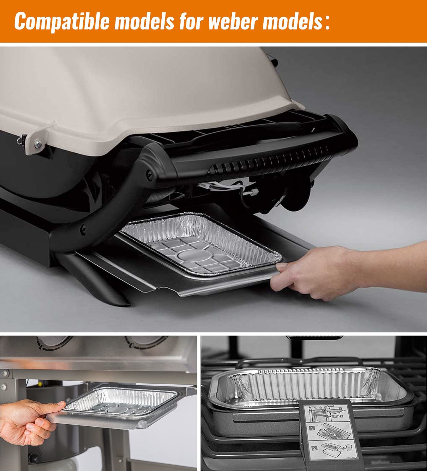 NUPICK 20 Pack 6415 Drip Pans Compatible for Weber Spirit Series, Genesis Series, Q Series Grills, Disposable Aluminum Foil Grease Trays, 8.5" x 6"
