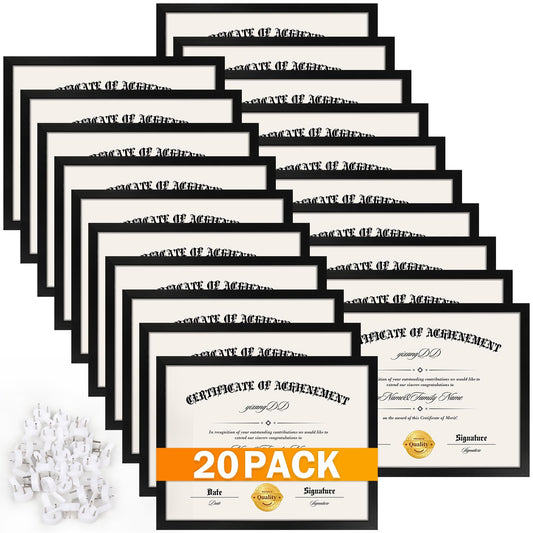 YixangDD 20 Pack Certificate Frames 8.5 x 11, College Diploma Frame, Black