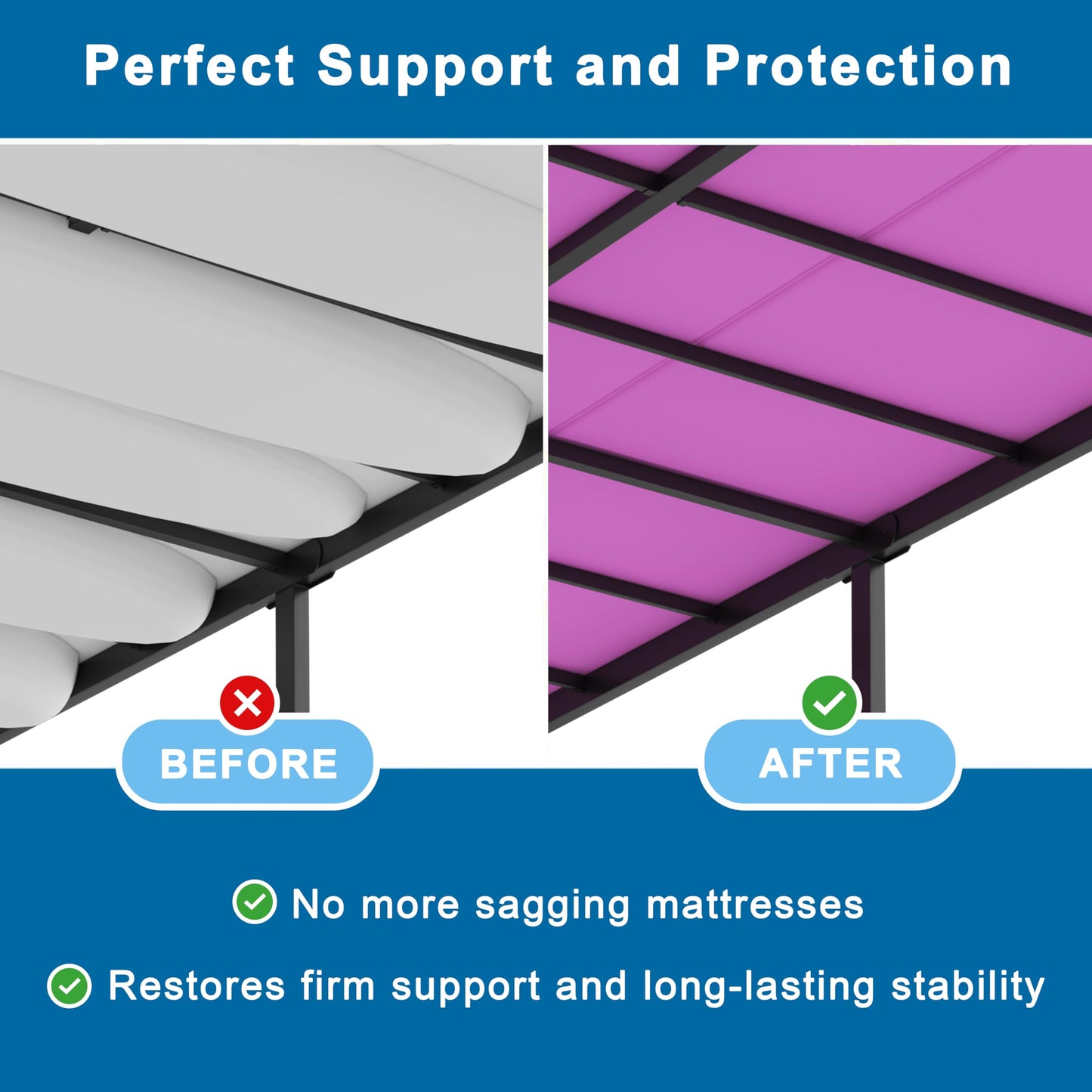 Prodature Twin-Bunkie-Board(38''x75'') 0.5 inch Low Profile Under Mattress Foldable-Bed-Board to Prevent Sagging with Heavy-Duty Solid Steel Frame Design,Noise Free
