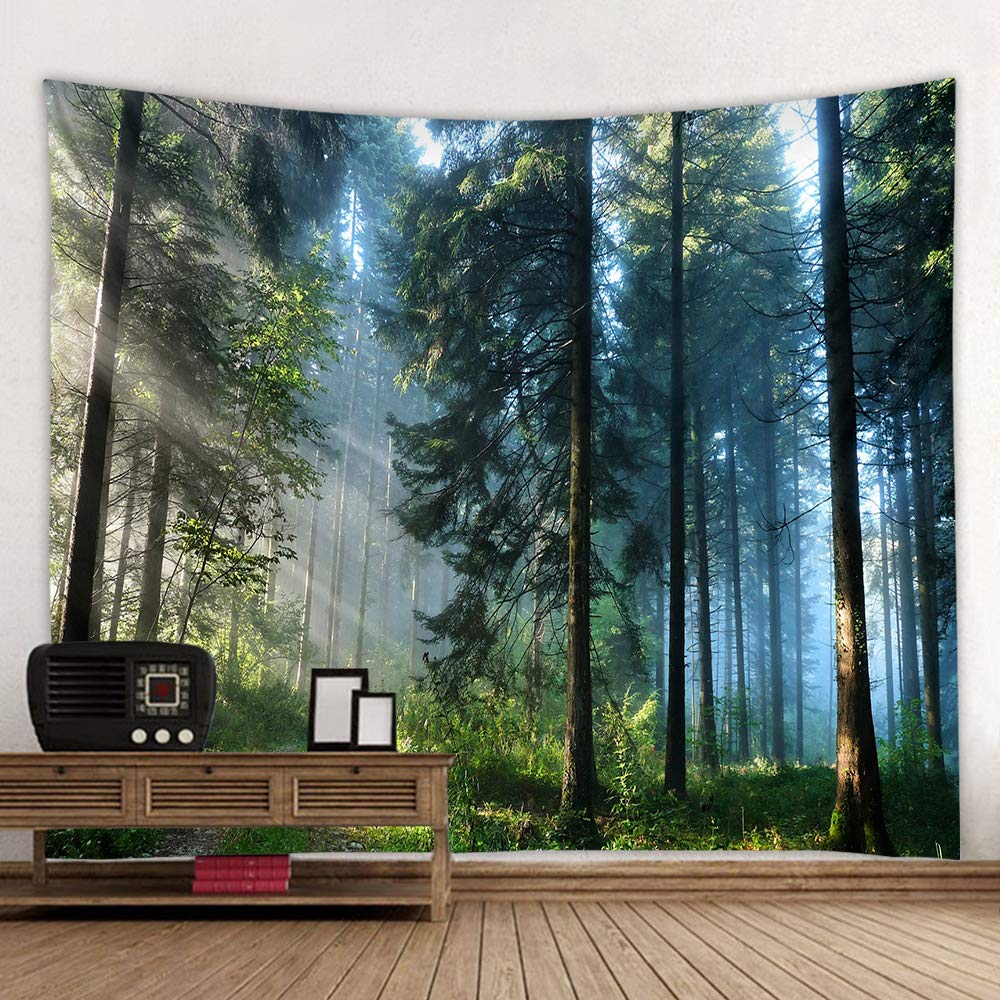 Llamazing Forest Tapestry Home Decor Landscape Living Room Bedroom Decoration Magic Tapestry Curtain (Morning Forest, 78''L×60''W)