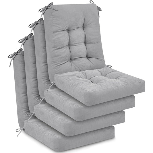 Juexica 4 Sets Outdoor Patio Chair Cushions Seat High Back Tufted Pillow Replacement Rocking Chair Cushions Pads for Patio Summer Seasonal Indoor Home Office(17 x 17 Inch,Gray)