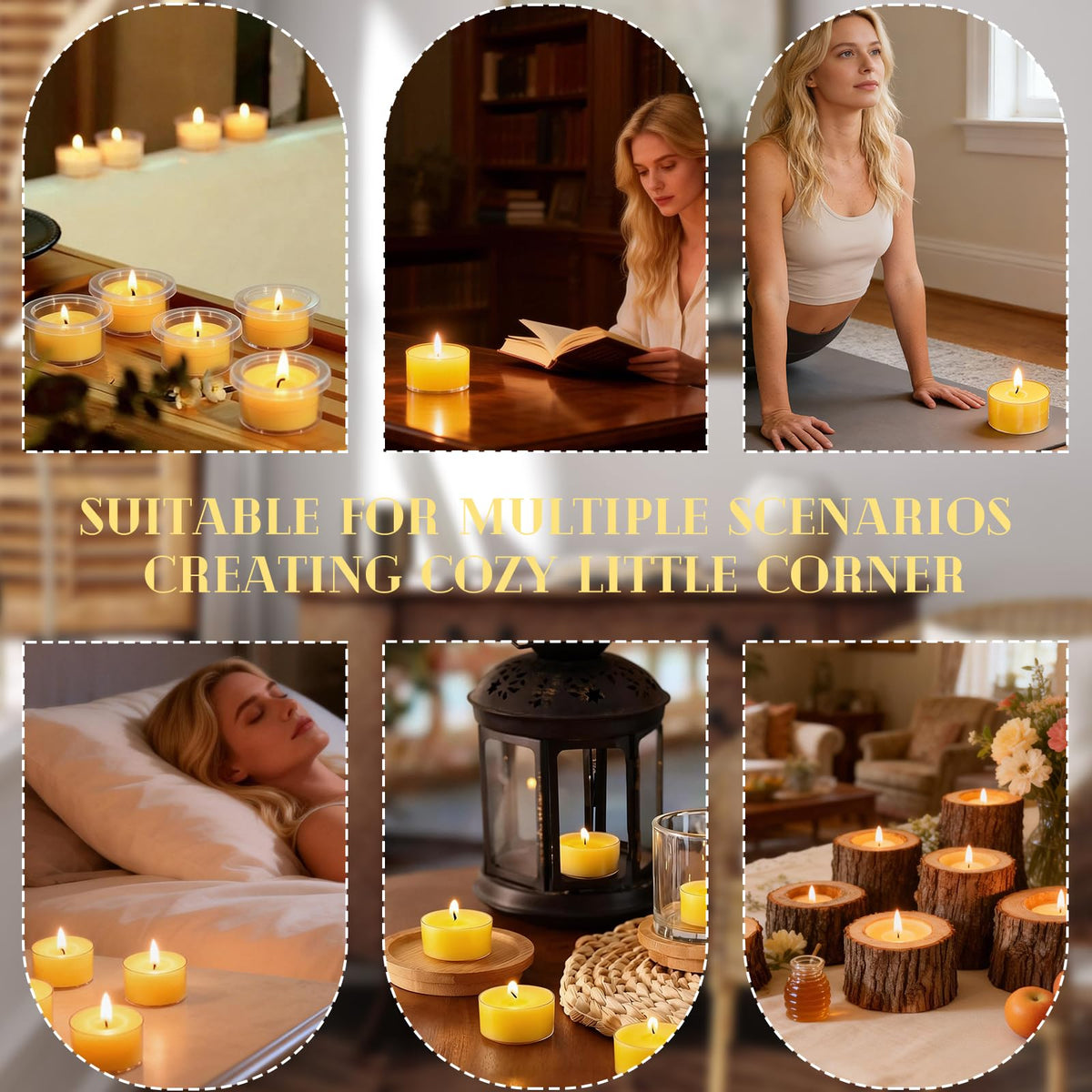 Pure Beeswax Tealight Candles,6-Hour Burn Tea Candles,36 Pack