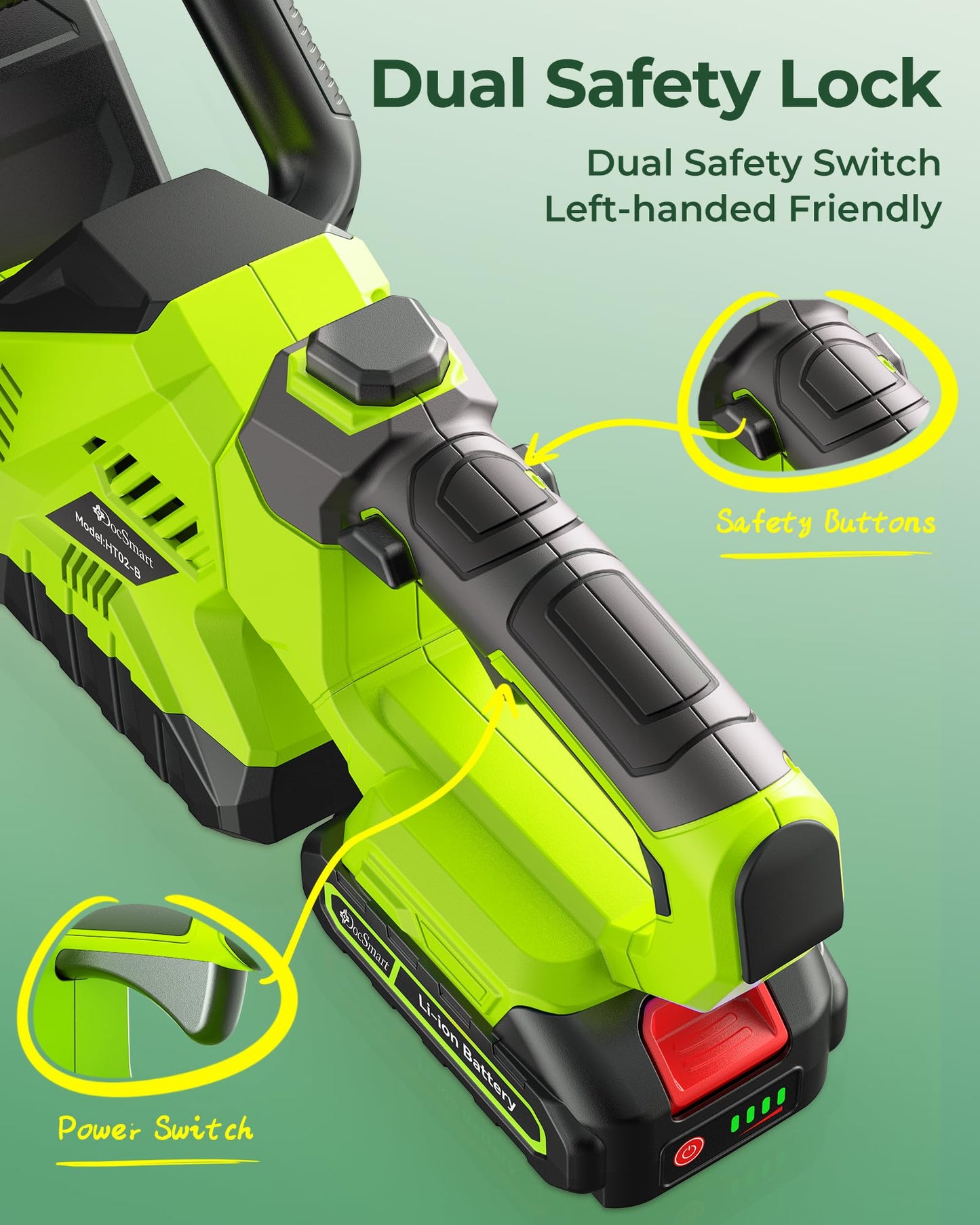 20'' Hedge Trimmers Cordless with Battery, 3000RPM Brushless Electric Bush Clipper with 2pcs 2000mAh Rechargeable Batteries, 180° Rotatable Head, 2/3'' Blade Gap Green, Gifts for Men Dad Father