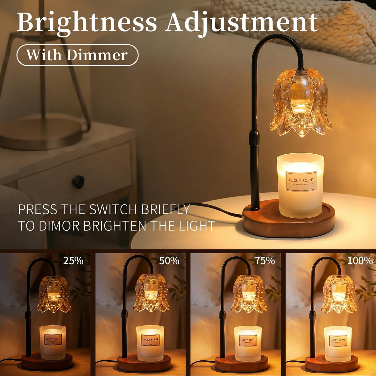 Zackoo Candle Warmer Lamp with Timer, Dimmable, Height-Adjustable
