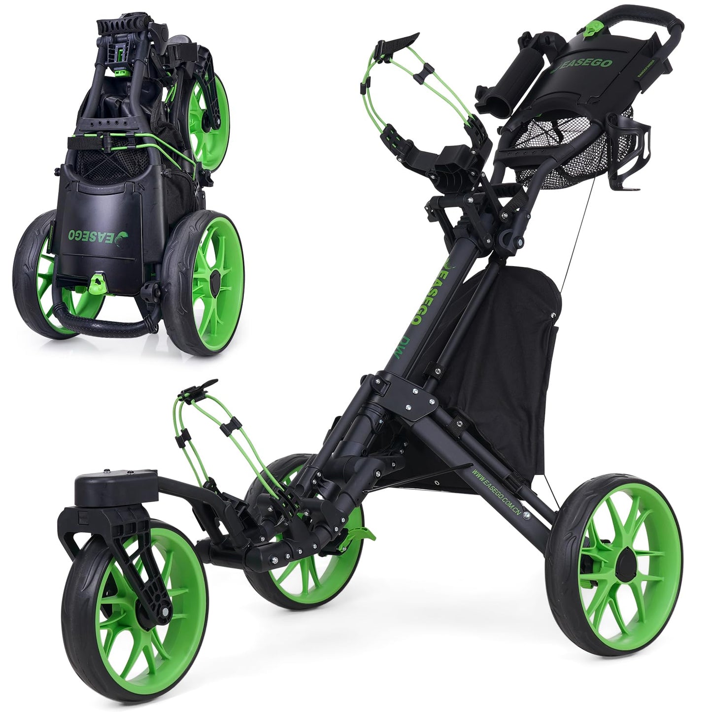 EASEGO Golf Push Cart 3 Wheel : 360° Swivel Front Wheels Golf Walking Carts