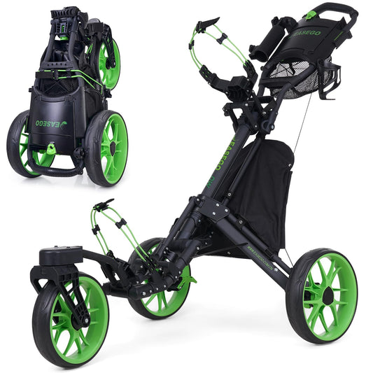 EASEGO Golf Push Cart 3 Wheel : 360° Swivel Front Wheels Golf Walking Carts