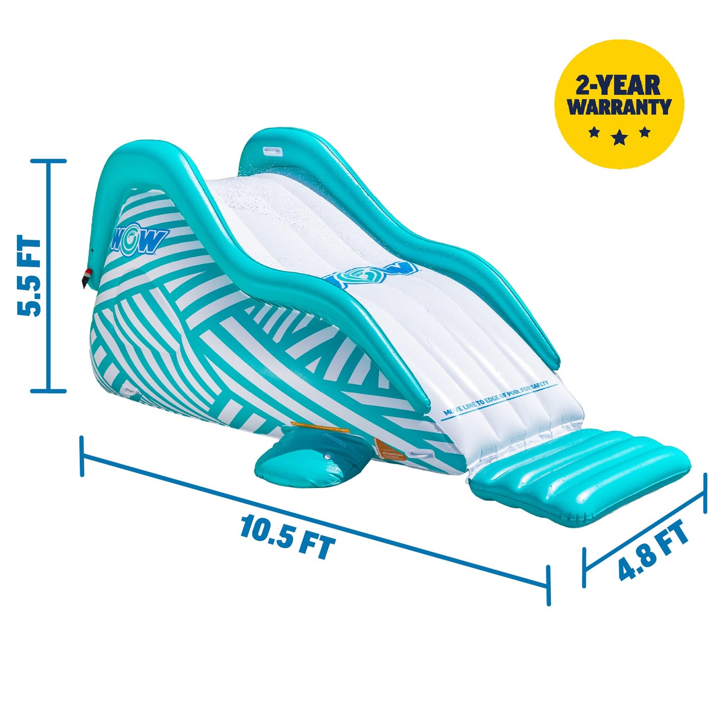 WOW Sports Wiggler Inflatable Sprinkler Slide with Center Bump - Garden Hose Attachment - Backyard Water Play - Kids & Adults