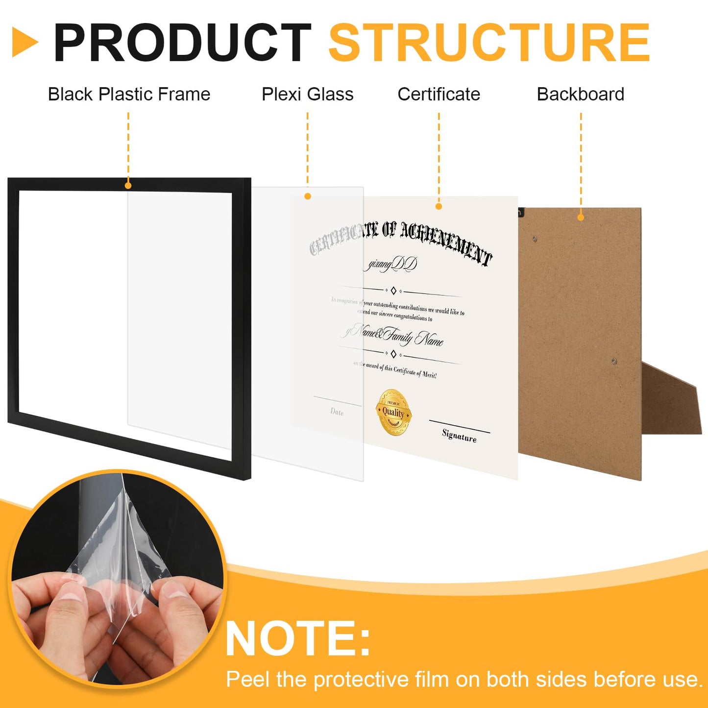 YixangDD 10 Pack Certificate Frames 8.5 x 11, College Diploma Frame with Clear Plexiglass, Black Degree Document Frame for Wall and Tabletop Display