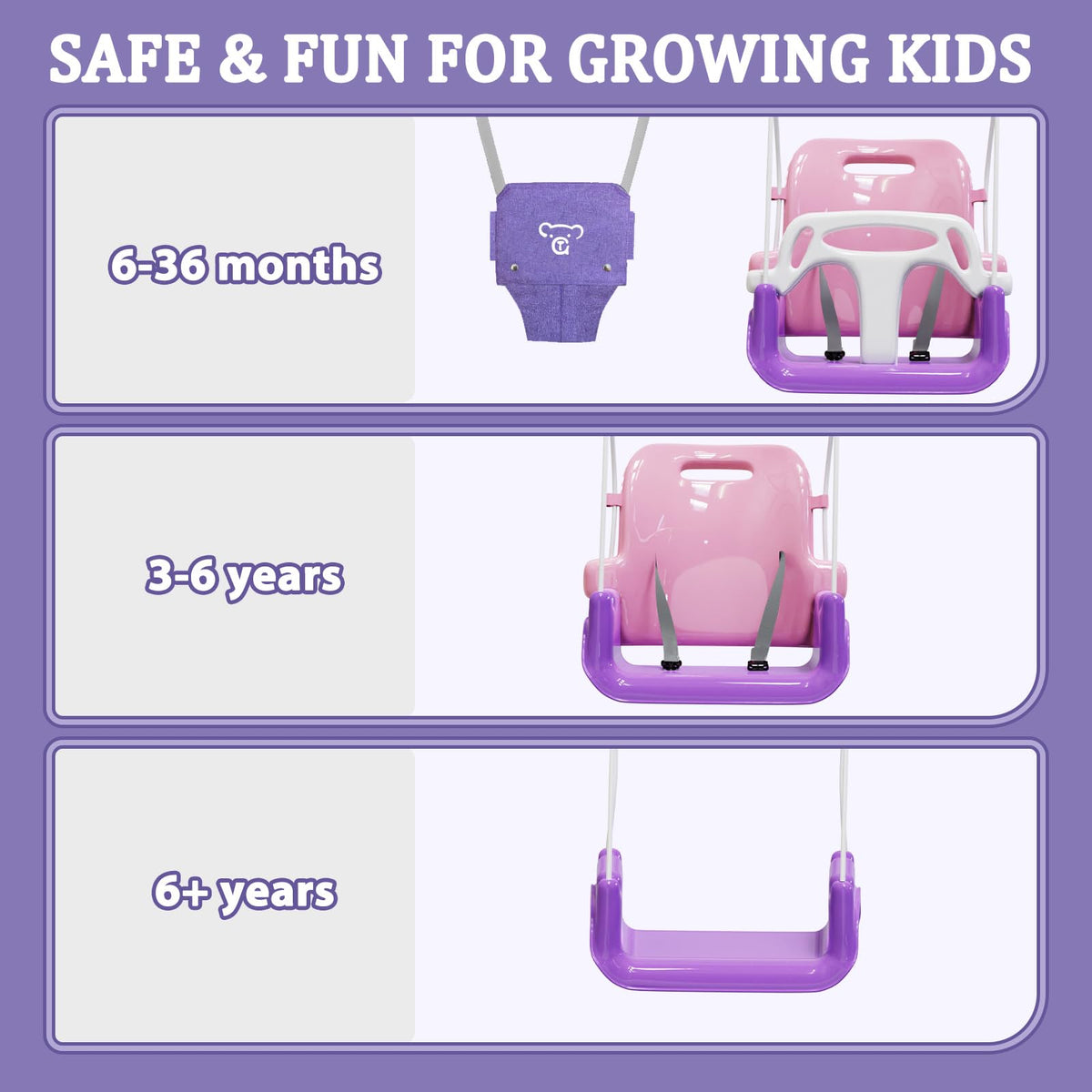 2 in 1 Toddler Swing & Baby Jumper, Foldable Baby Bouncer with Soft Cushion