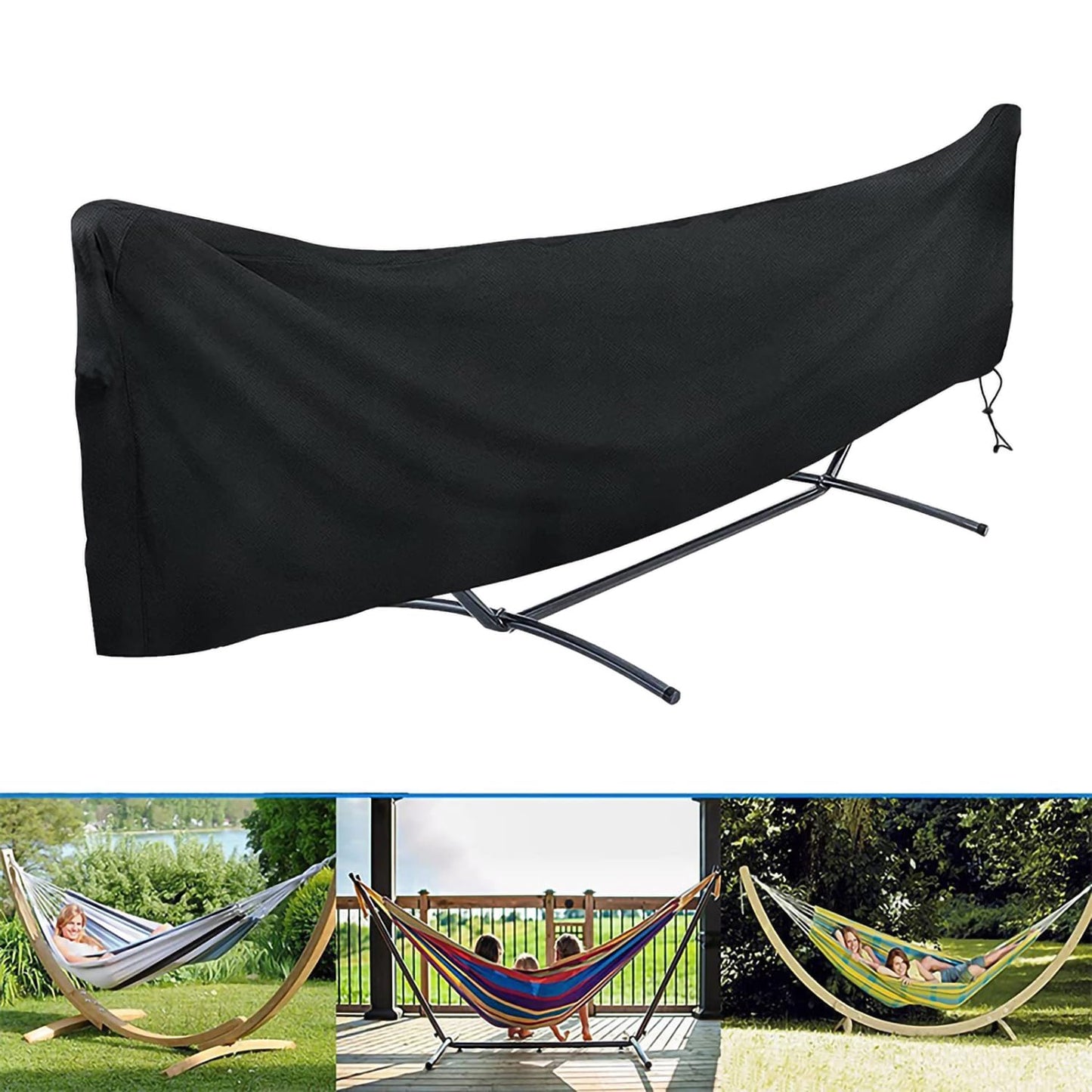 Wothsi Outdoor Hammock Cover 122 x 7 x 32 inch – Waterproof Heavy Duty Hammock Stand Cover, Fits Curved and Straight Frame Hammocks