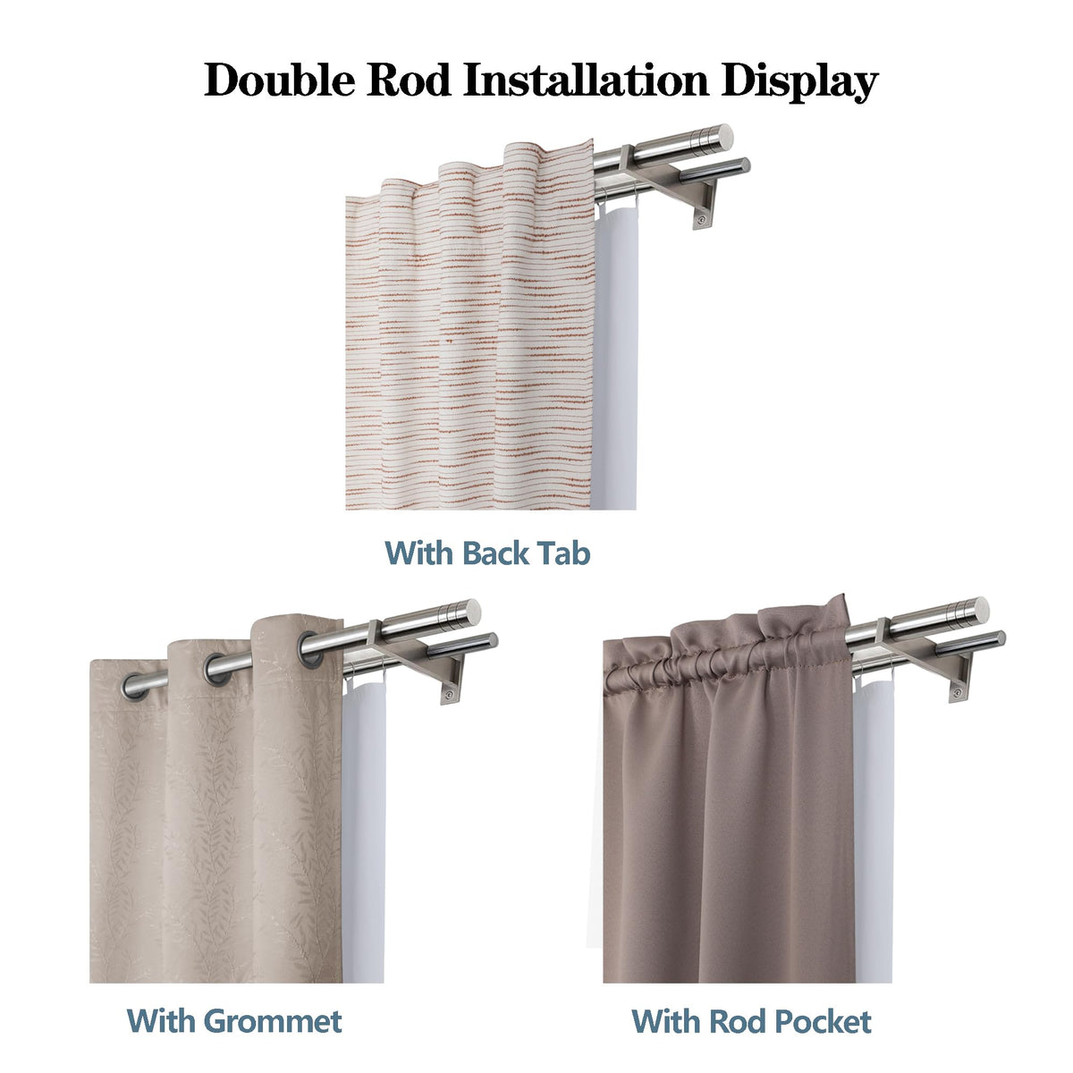 Chyhomenyc 2 Panels 100% Blackout Curtain Liners with 13 Rings, 100% Darkening Blackout Liner for 63 Inch Curtains, Each 40" Wx58 L, 2 Liners Per Set with 14 Pieces Rings