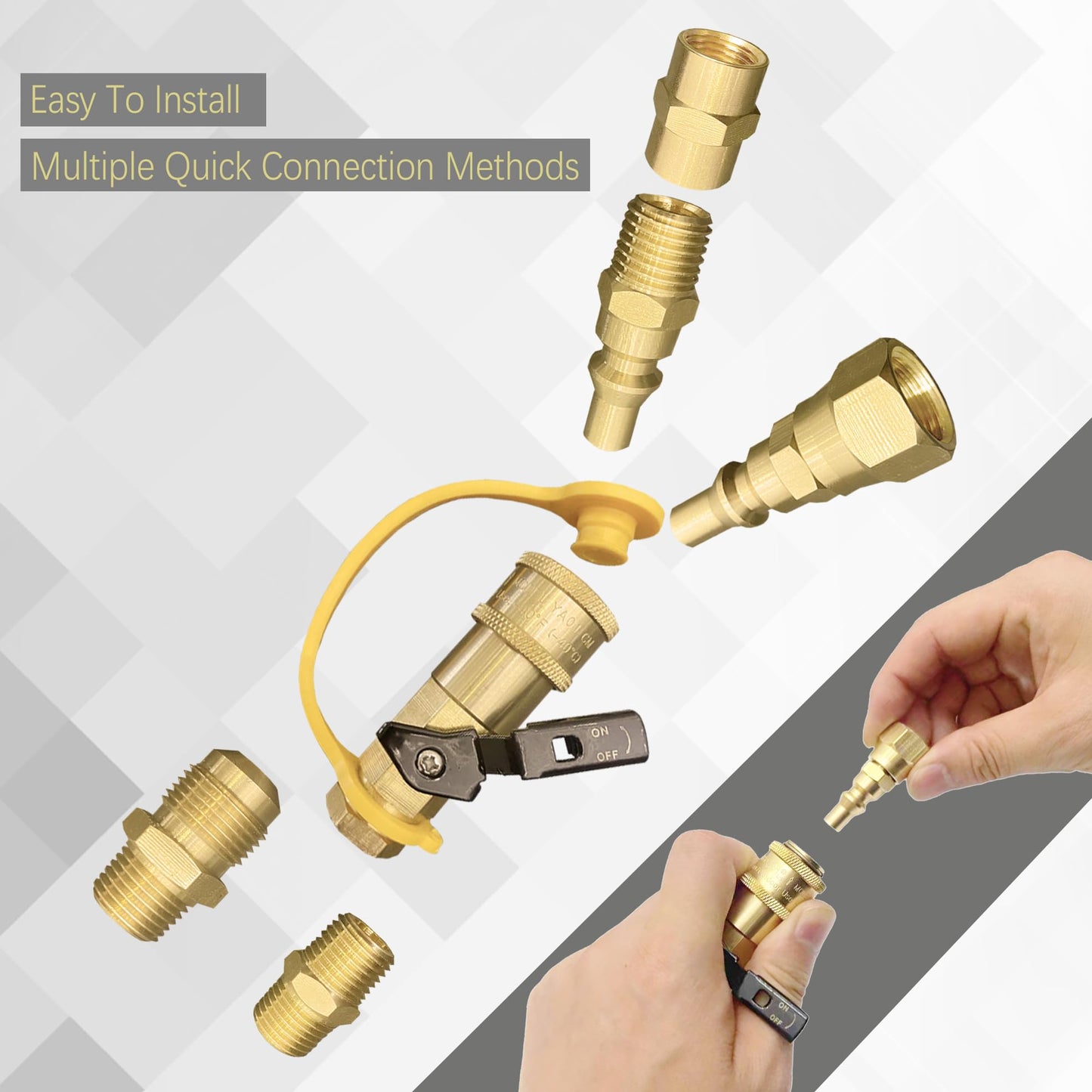 qieoyk 7pcs Propane Quick Connect Fittings Adapter for Propane Hose Propane Quick Connect for RV to Grill or Cooking RV Propane Quick Connect Fittings with 3/8" Flare x 1/4" NPT Male Pipe