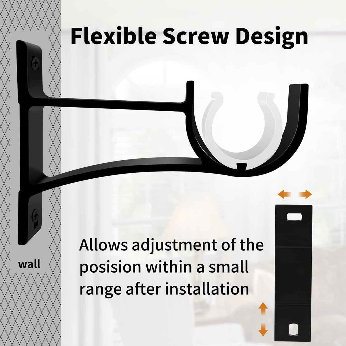 KOLAKO Curtain Rod Bracket, Curtain Rod Holder Hooks for 1 Inch Dia Rod