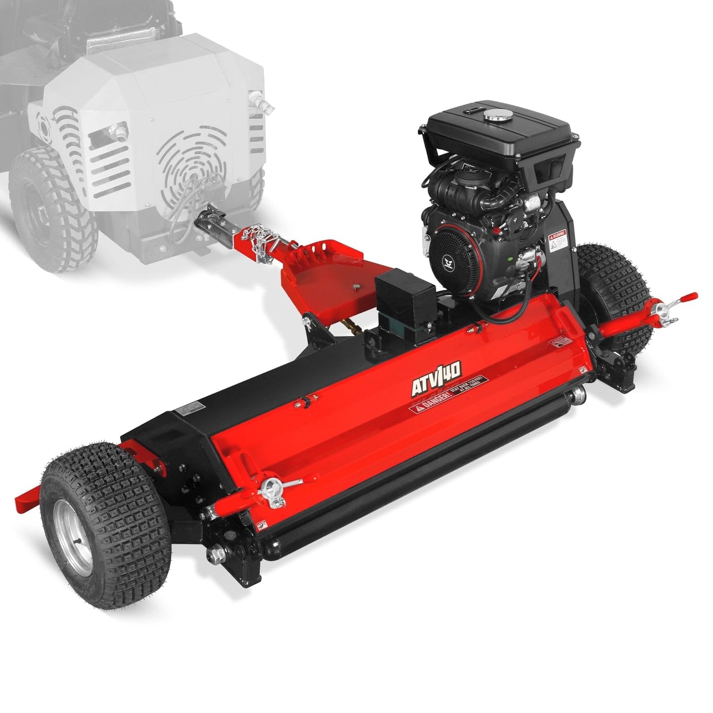 MechMaxx 55" Tow-Behind ATV Offset Flail Mower, ZONSEN 23HP 679cc E-Start Gas Engine Powered; 0.4-2.5in Adjustable Mowing Height, ATV140