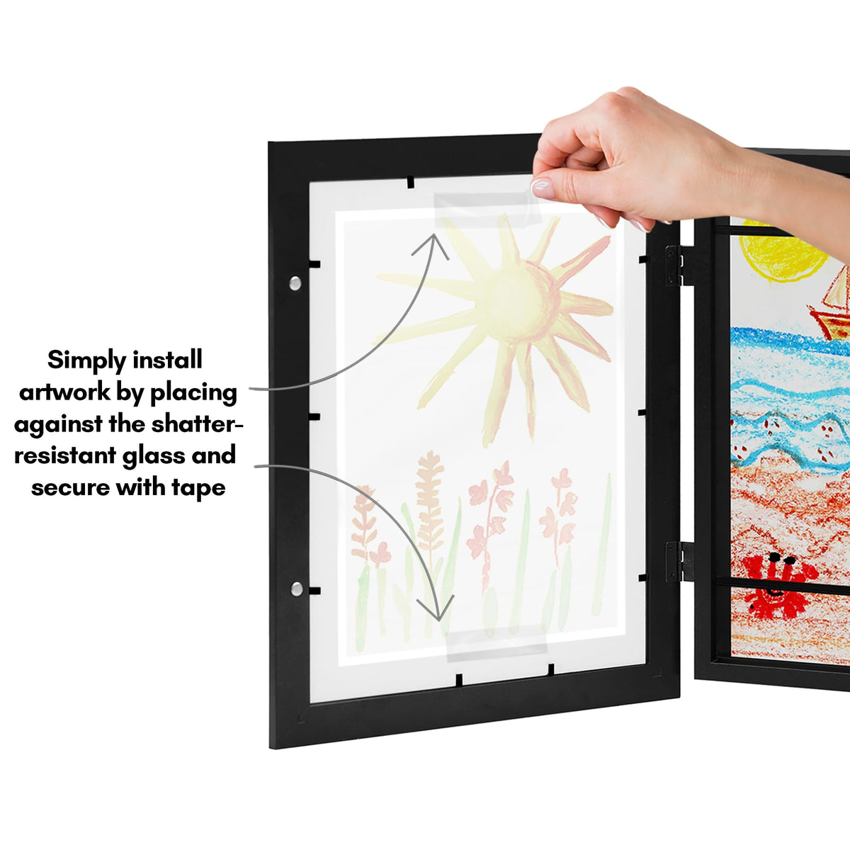 Americanflat 8.5x11 Changeable Kids Art Frame 2-Pack - Black