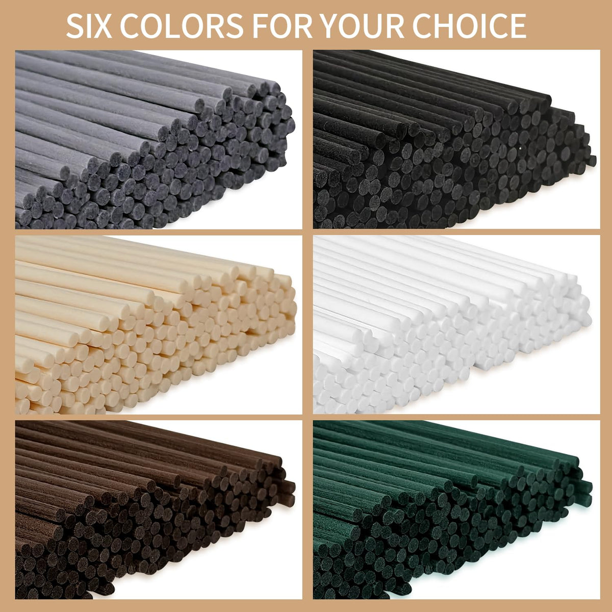 6 Mixed Colors 130Pcs Aroma Sticks, 10inch Diffuser Sticks for Essential Oils, Home Fragrance Sticks for Bathroom Bedroom Living Room