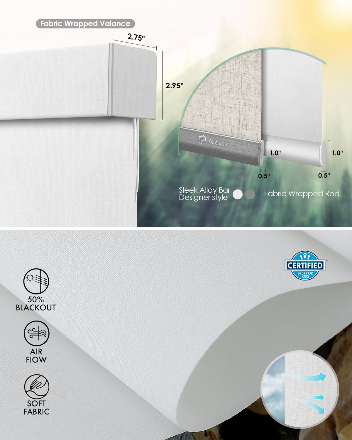 Yoolax Motorized Blinds with Remote, Light Filtering Smart Window Blinds