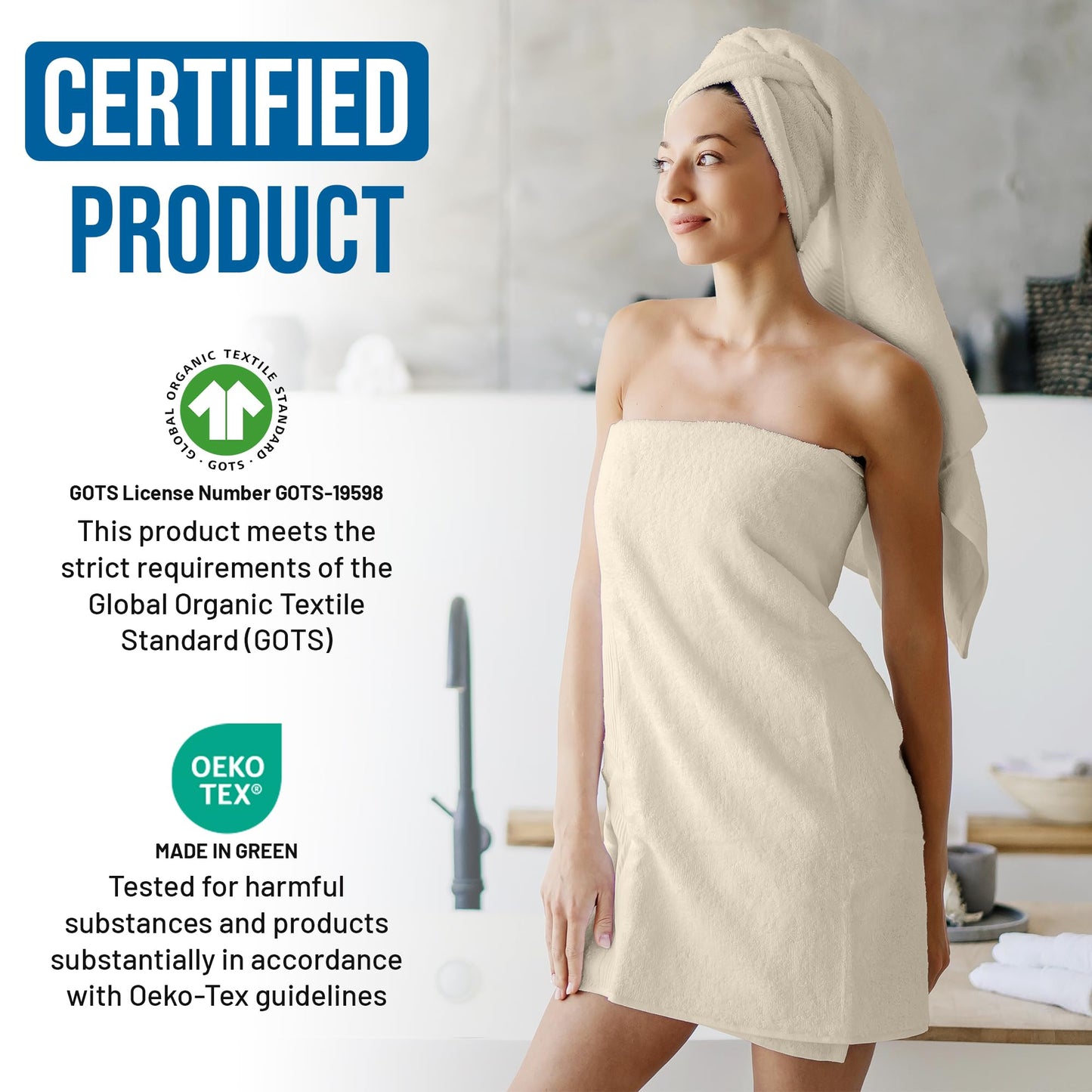 TOWELTIQUE Oversized Bath Towels - 36 x 72 Extra Large Organic Cotton Bath Sheets for Adults | Jumbo Hotel-Size, Ultra Absorbent & Soft | 2 Pack