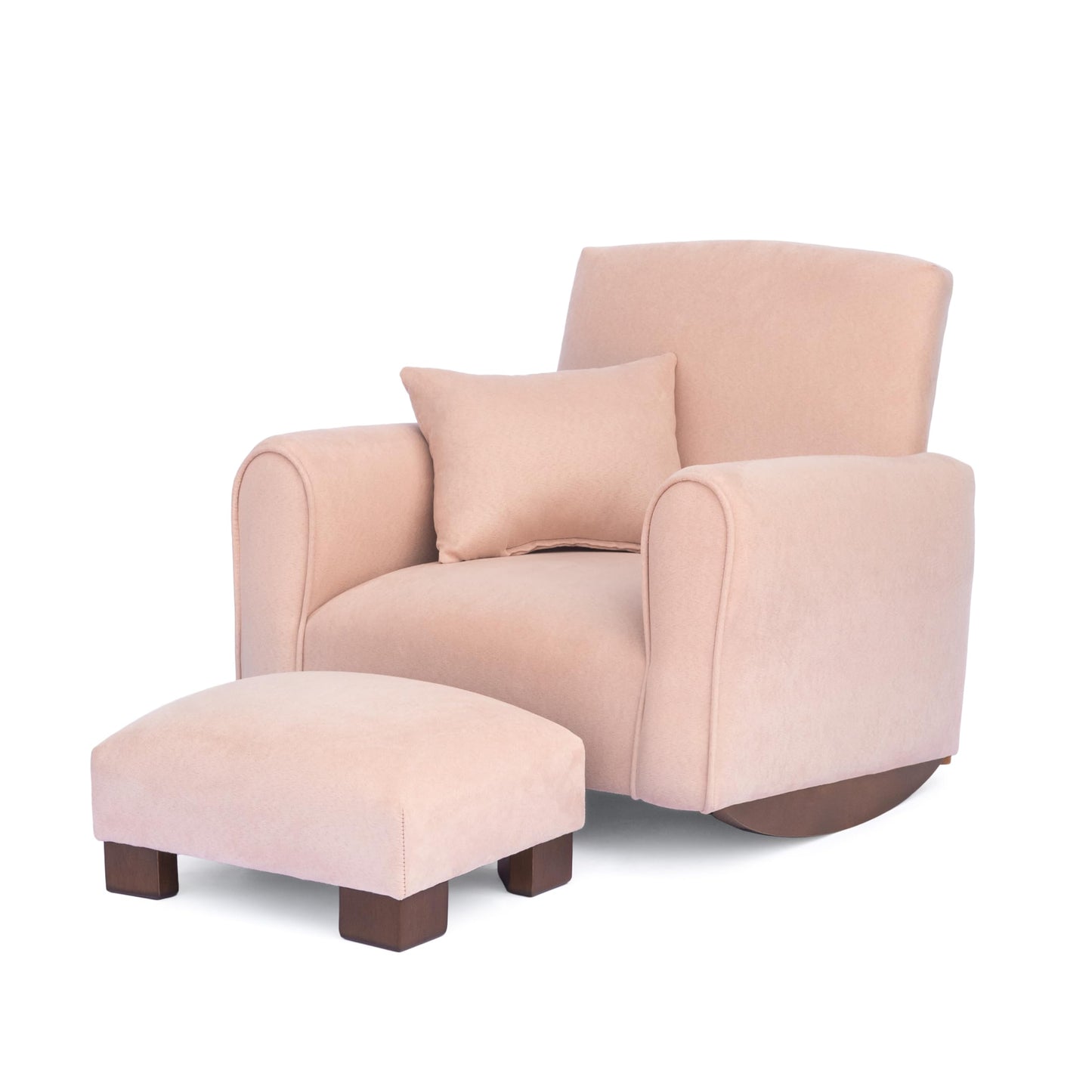 Toddler Personalized Armchair, Kids Upholstered Rocking Chair with Personalization, Toddler Chair with Personalized Name, Comfy Child Armchair, (Blush Suede, Rockers)