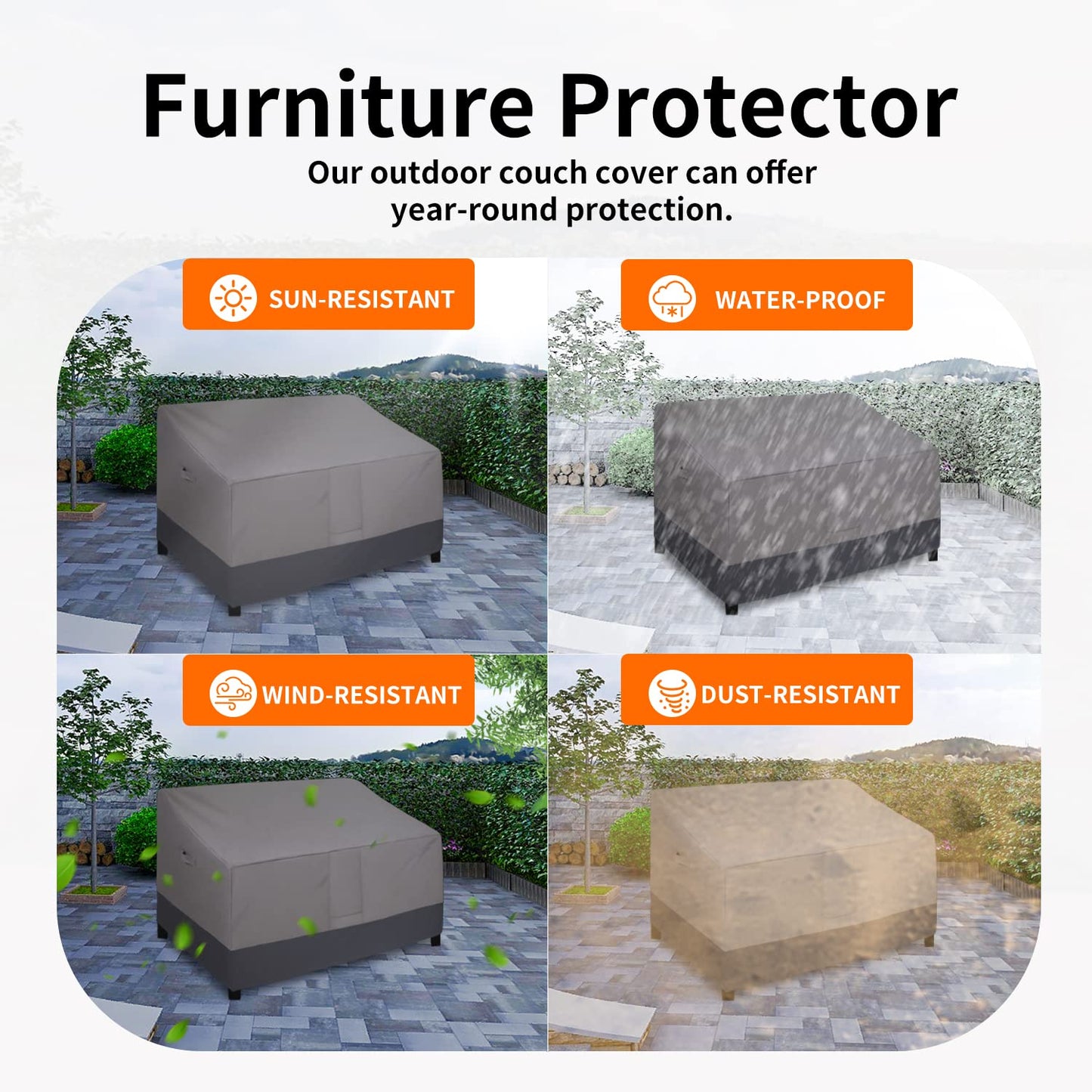 Easy-Going Heavy Duty 2 Seater Outdoor Loveseat Cover, Waterproof Windproof Patio Furniture Sofa Cover with Air Vent (76Wx32.5Dx33H inch, Gray/Dark Gray)