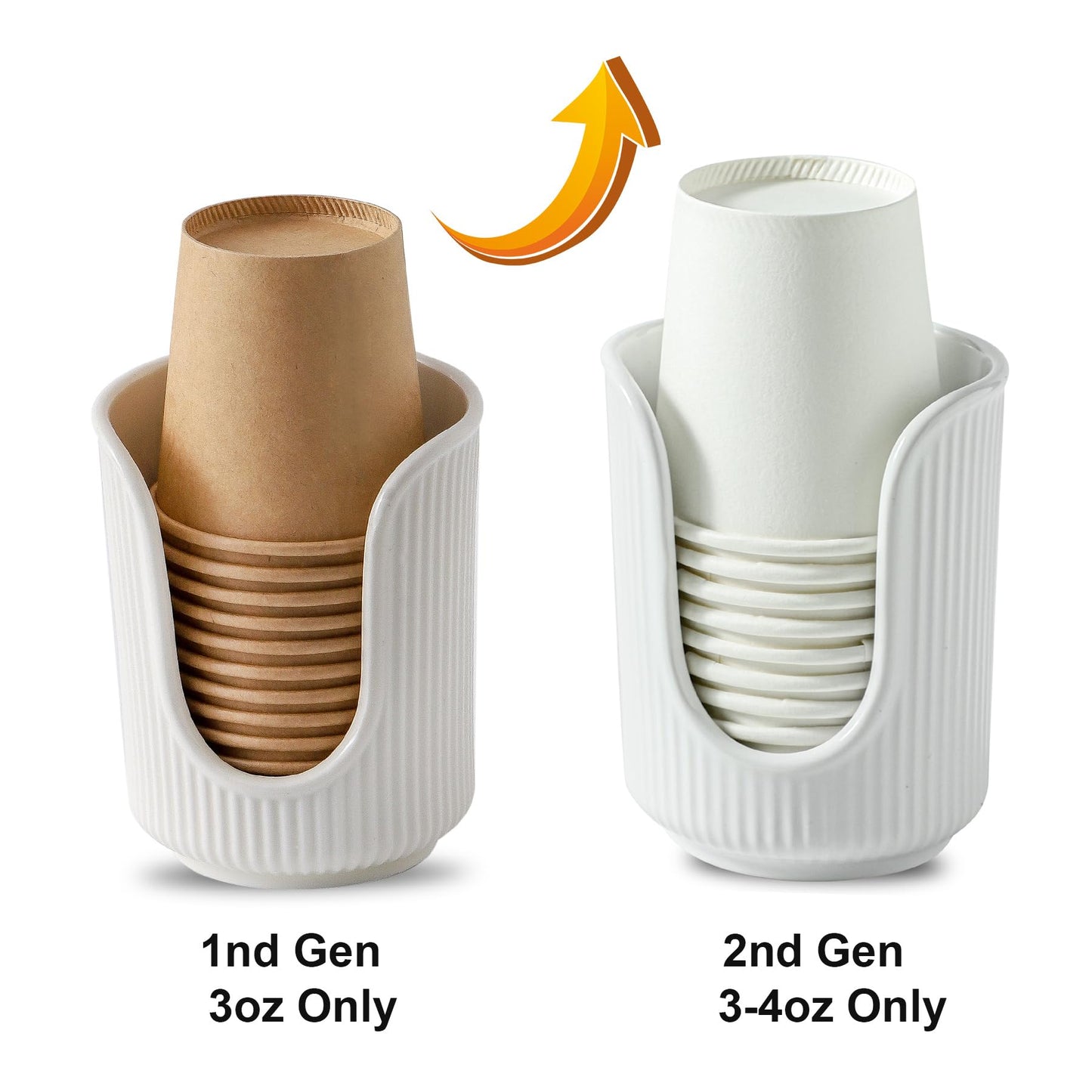 Dobbyby Ceramic Bathroom Cup Dispenser with Stylish Vertical Stripes - Disposable Mouthwash Cup Holder Holds 3-4oz Paper Cups for Rinsing Cups on Bathroom Vanity Countertops (White)