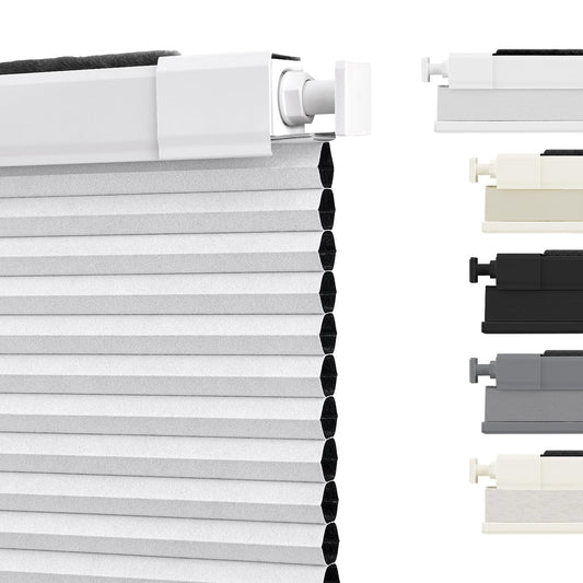 SUNOFF Cordless No Drill Blackout Cellular Shades, 34" W x 64" H, White