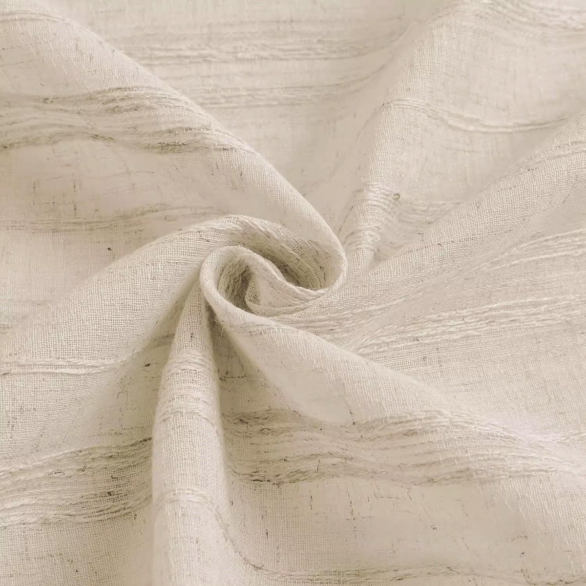 Gxi Beige Striped Sheer Curtain Tie Up Balloon Curtain for Kitchen Bathroom